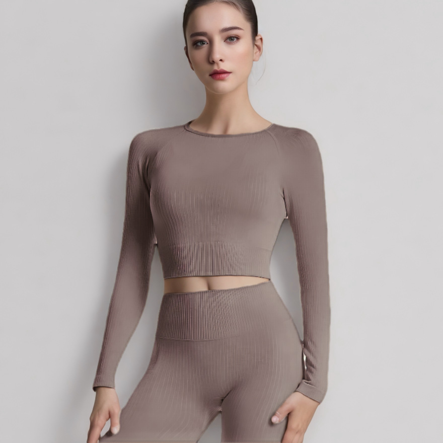 Elastic Sportswear Tee Ladies' Versatile Yoga Attire Featuring a Smooth Texture & Comfortable Length