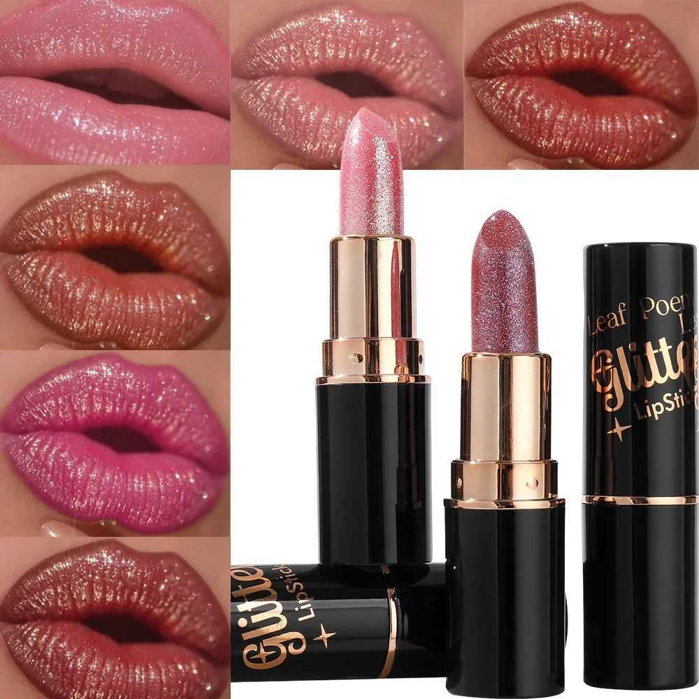 6Colors Glitter Metallic Lipstick Waterproof Long Lasting Diamond Pearlescent Lipstick Sexy Lipgloss Moisturizing Lips Makeup XJ250623