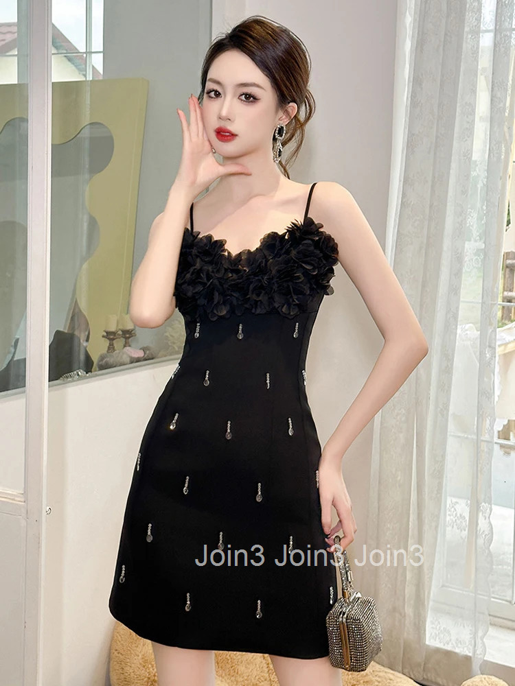 New Summer Fashion Lady Sweet Black Evening Dress Women Clothing Elegant Luxury Sexy Strap Slim Short Party Prom Vestidos Fiesta