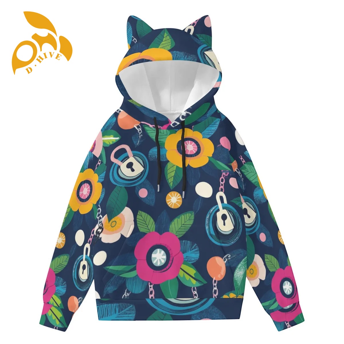 free shipping of customized fashionable Ladies' polyester cotton hooded pocket sweatshirt is suitable Cat ear decoration attractive comfortable