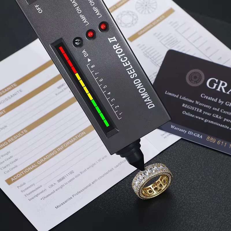 Top Quality 4mm 0.3 CT Moissanite Diamond Rings For Men Sterling Silver 925 Bling Gold Plated 18K White Hip Hop Jewelry