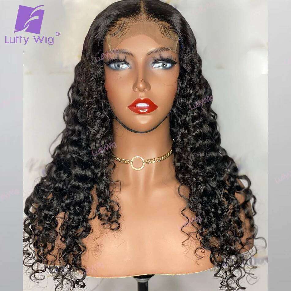 5x5 PU Silk Base Wig Curly Brazilian Remy 13x6 Fake Scalp Lace Front Human Hair Wigs Pre Plucked 200 Density Luffy