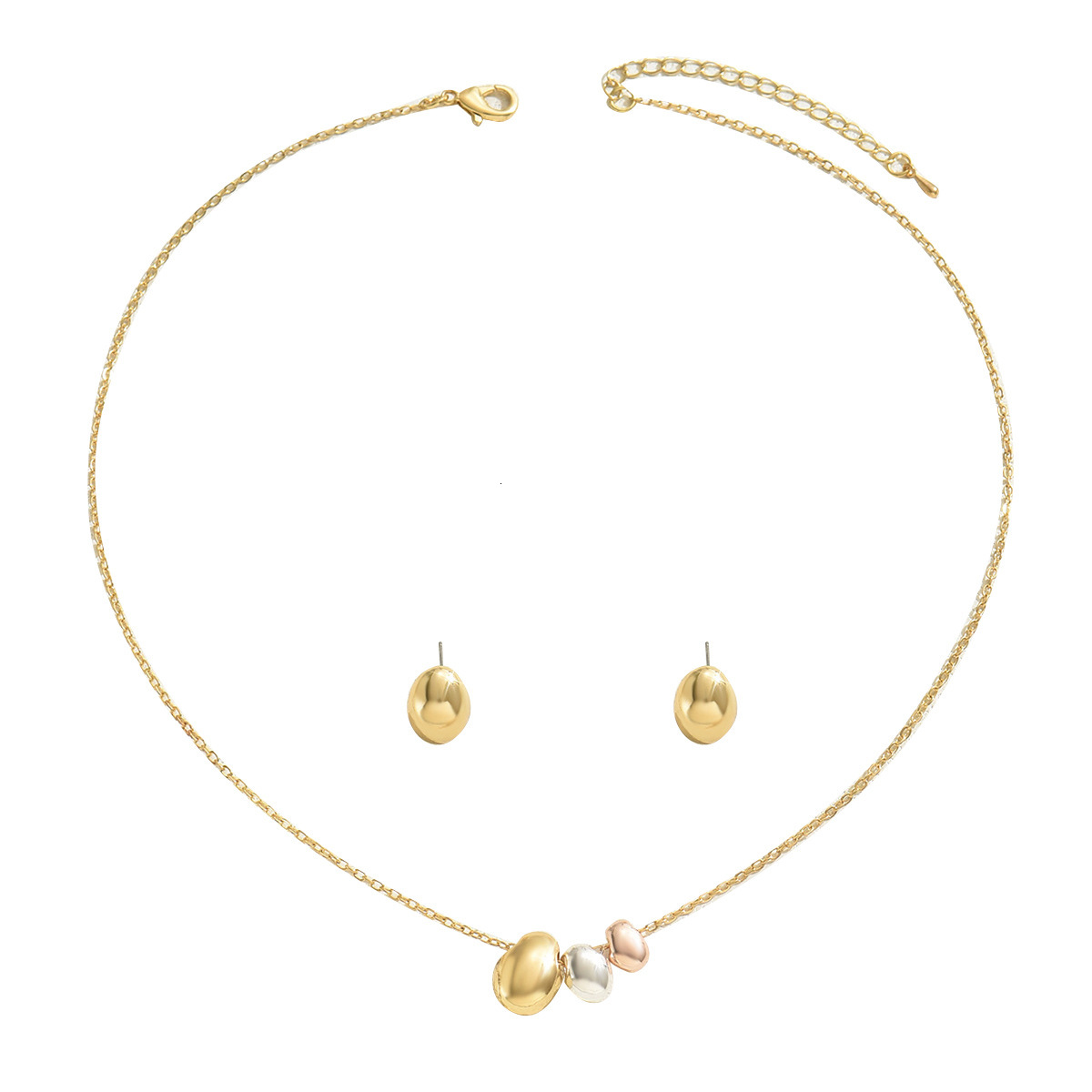 Light Necklace For Women, Unique Round Electroplated Design Earrings Set