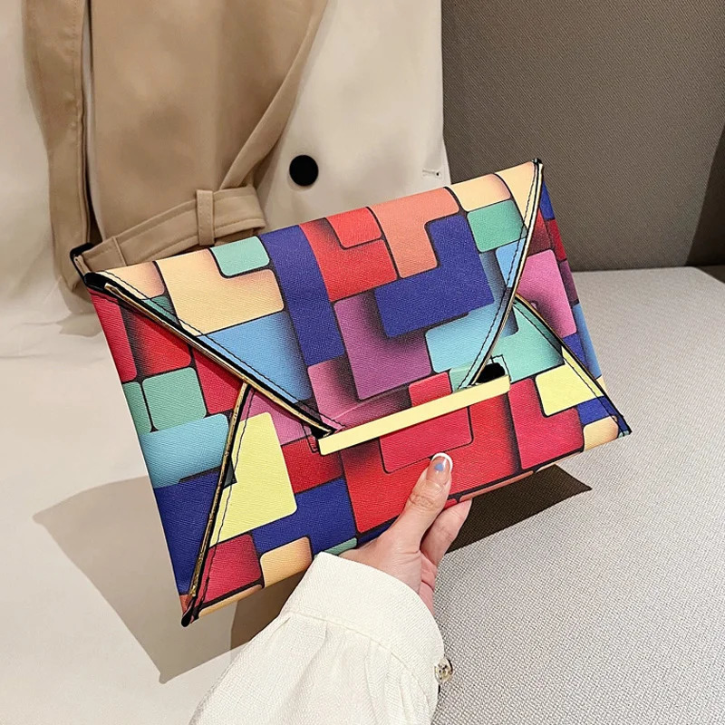 Fashion Rainbow Color Clutch Bags For Women Handbags And Purses Envelope Hand Bag Ladies Phone Pocket 250617