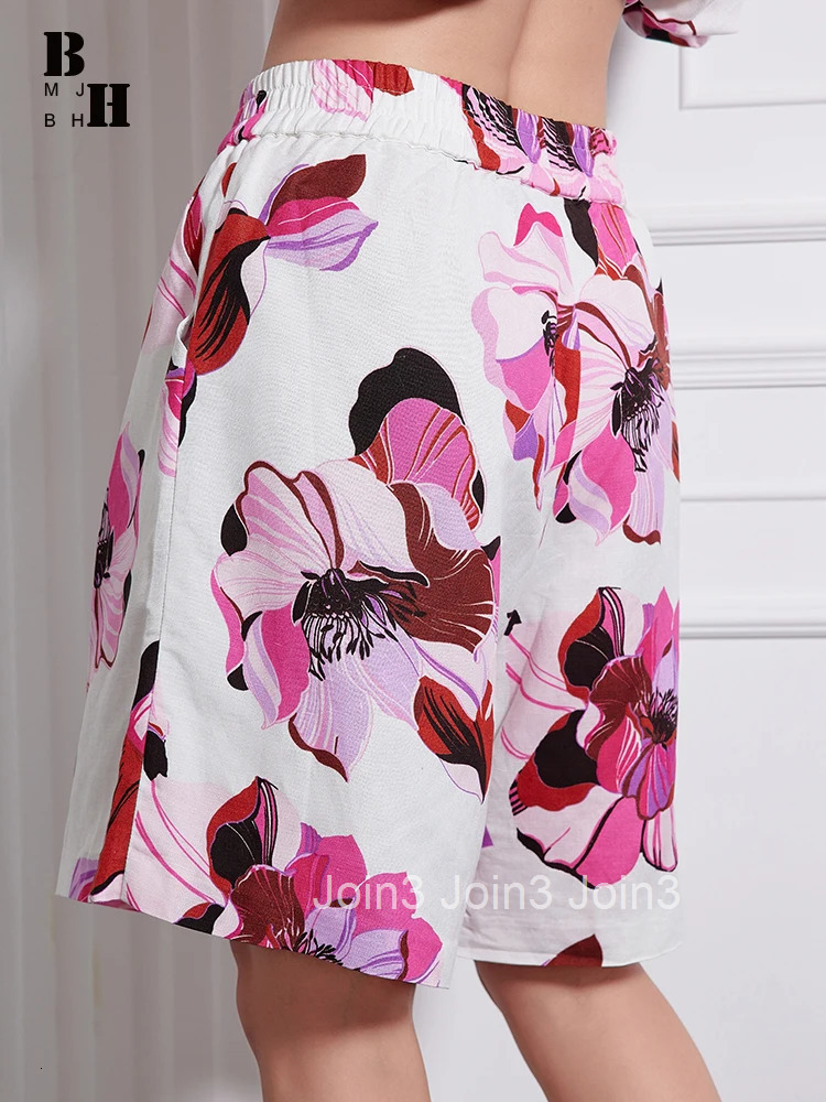 New Plus Size Summer Elegant Beach Casual Cotton Linen Pant Women Floral Print Elastic Waist Trousers Mujer Wide Leg Loose Pants