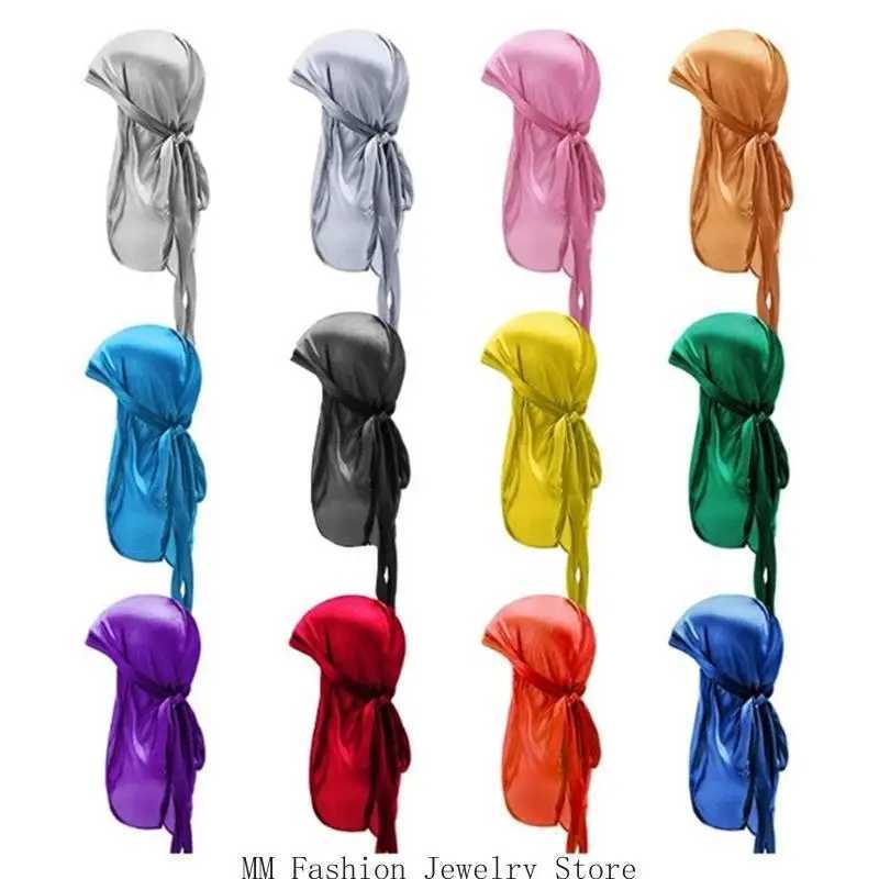 Mens Long Tail Headwrap Breathable Silky Turban Durag for Dreadlocks Braid for Post Swim and Workout Everyday Headwear M250623