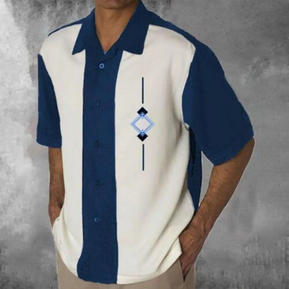 Men Casual Shirts Striped Short Sleeve Tops 3d Patchwork Graphic Clothing Daily Hawaiian Shirts For Mens Social Shirts 250618