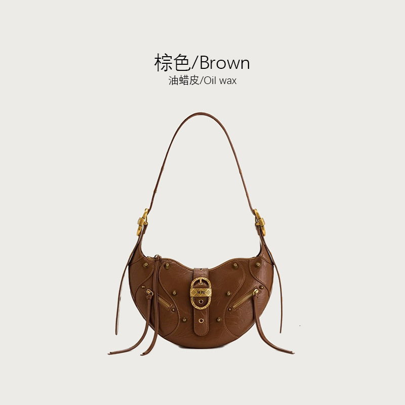 DHAL JWpei Large Capacity Motorcycle High-End Niche Design Light Luxury Genuine Leather Crossbody Shoulder designer bags Bag for Women