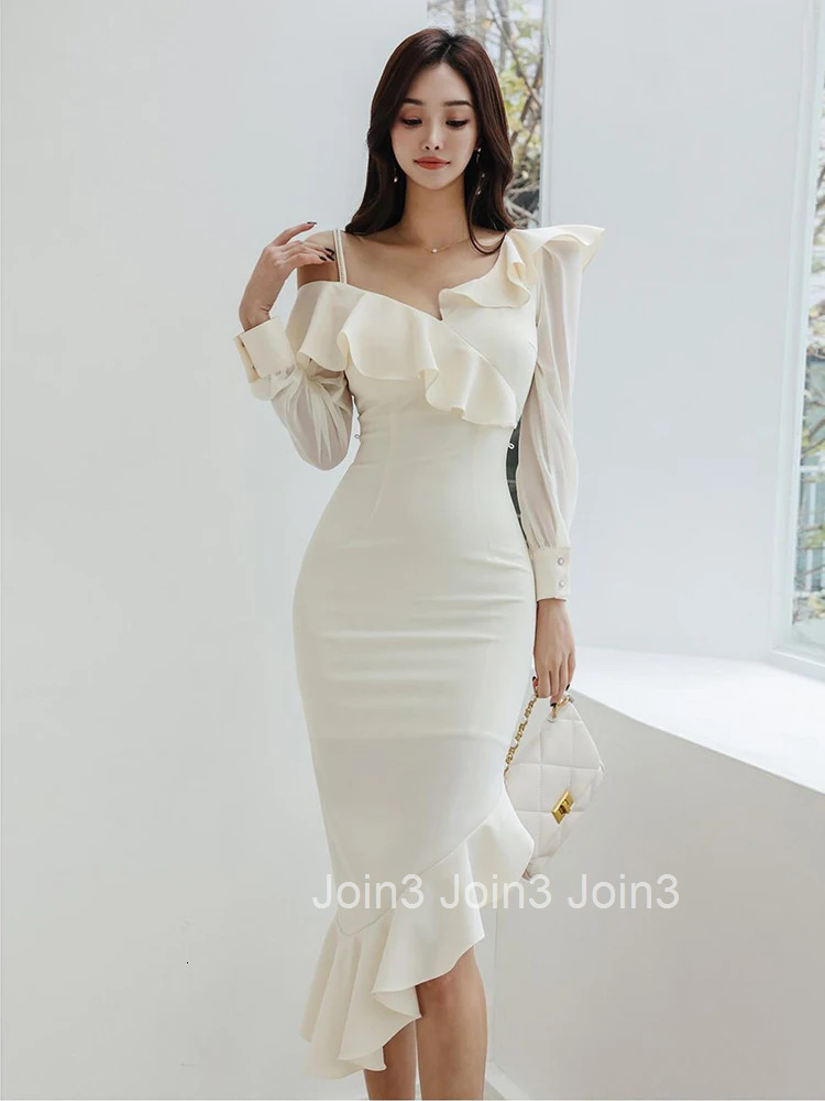 New Fashion Lady Asymmetrical Evening Dress Women Clothes Elegant Sweet Ruffle Sexy Off-Shoulder Slim Party Prom Vestidos Robe