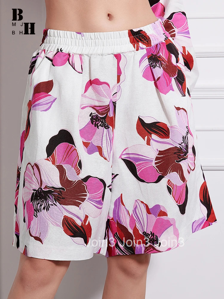 New Plus Size Summer Elegant Beach Casual Cotton Linen Pant Women Floral Print Elastic Waist Trousers Mujer Wide Leg Loose Pants