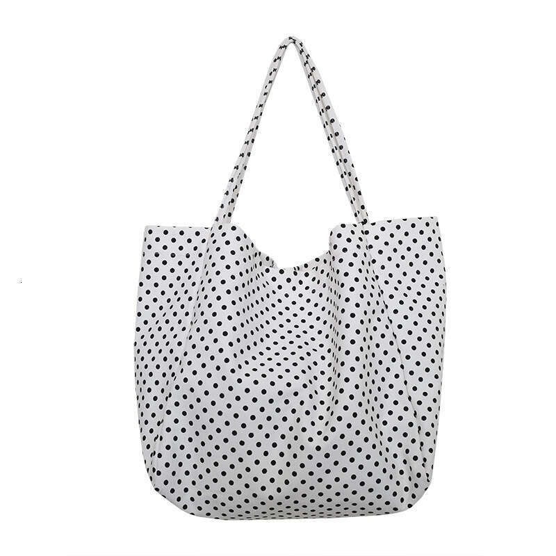 New Canvas Tote Fashion Trend Hot Sale Versatile Casual Large Capacity Polka Dot Shoulder Bag for College Students Commuting