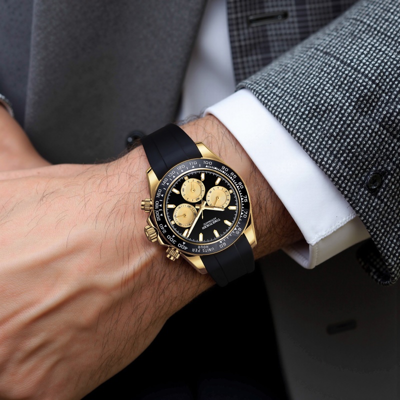 TIMETOKEN Fashion Brand Luxury Mechanical Men multifunctional Date Watches 100M Men Sport Chronograph Sapphire Glass CasualWatch