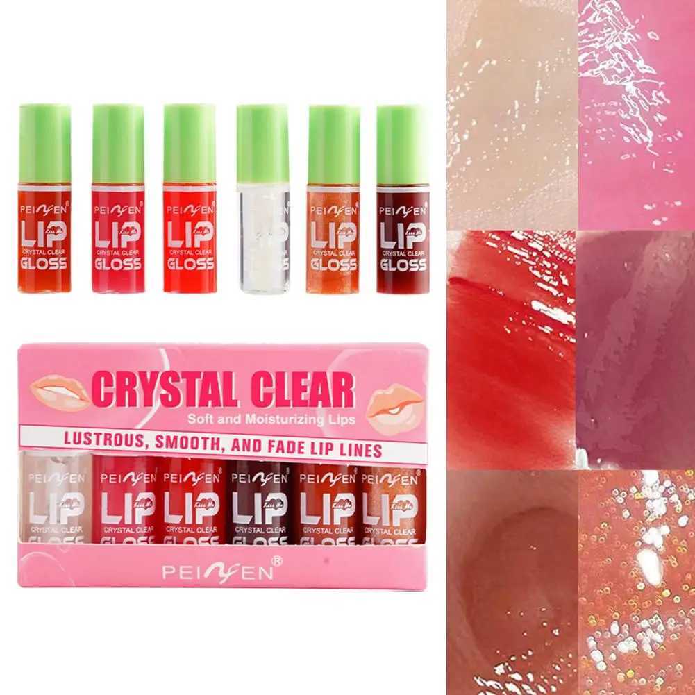 6PCS Moisturizing Lip Gloss Transparent Lip Oil Hydrating Lip Glaze Lip Plumper Hydrating Makeup Liquid Lipstick Set Cosmetics XJ250623