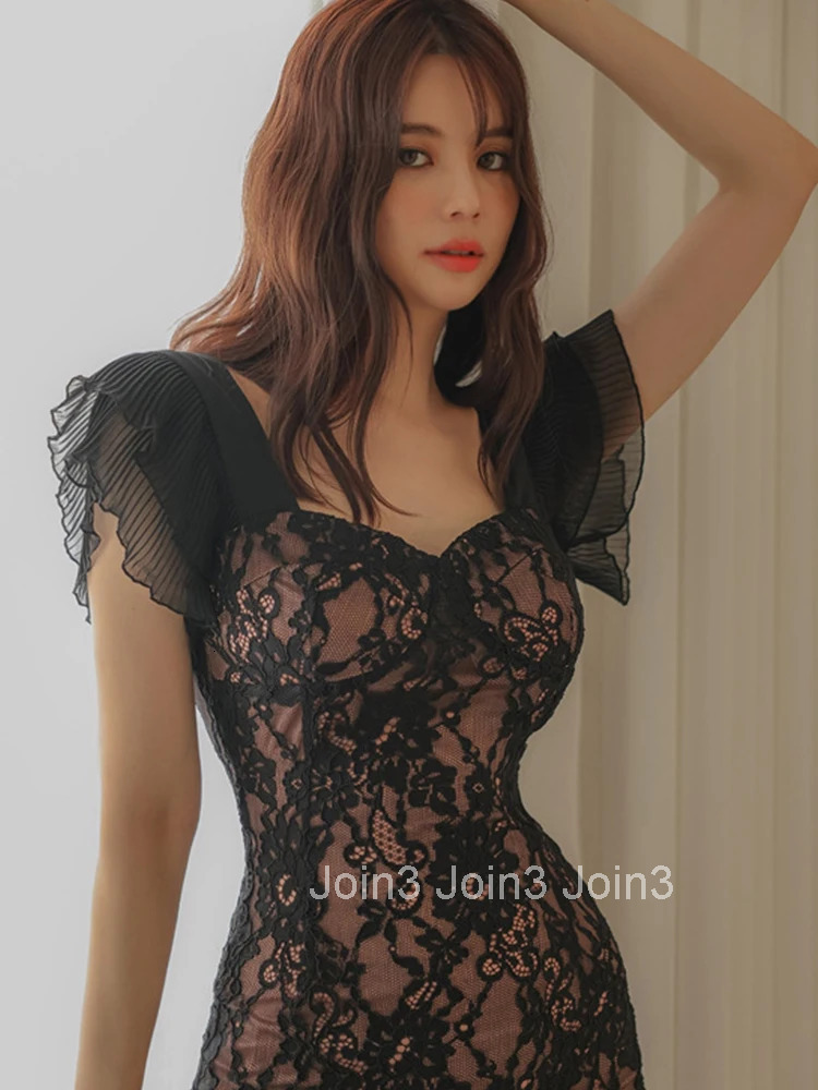 Fashion Women Vintage Sexy Sweetheart Neck Short Sleeve Midi Party Club Dress Elegant Lace Floral Embroidery Ruffle Female Dress