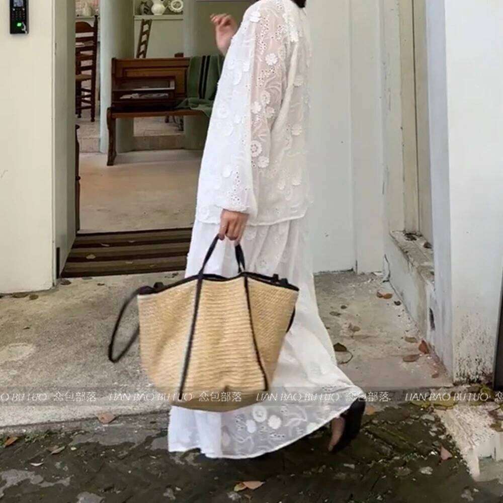 Summer Soft Straw Bags For Women Shoulder Bohemian Woven Beach Bag Casual Knitting Handbag And Purses Travel Shopper Tote