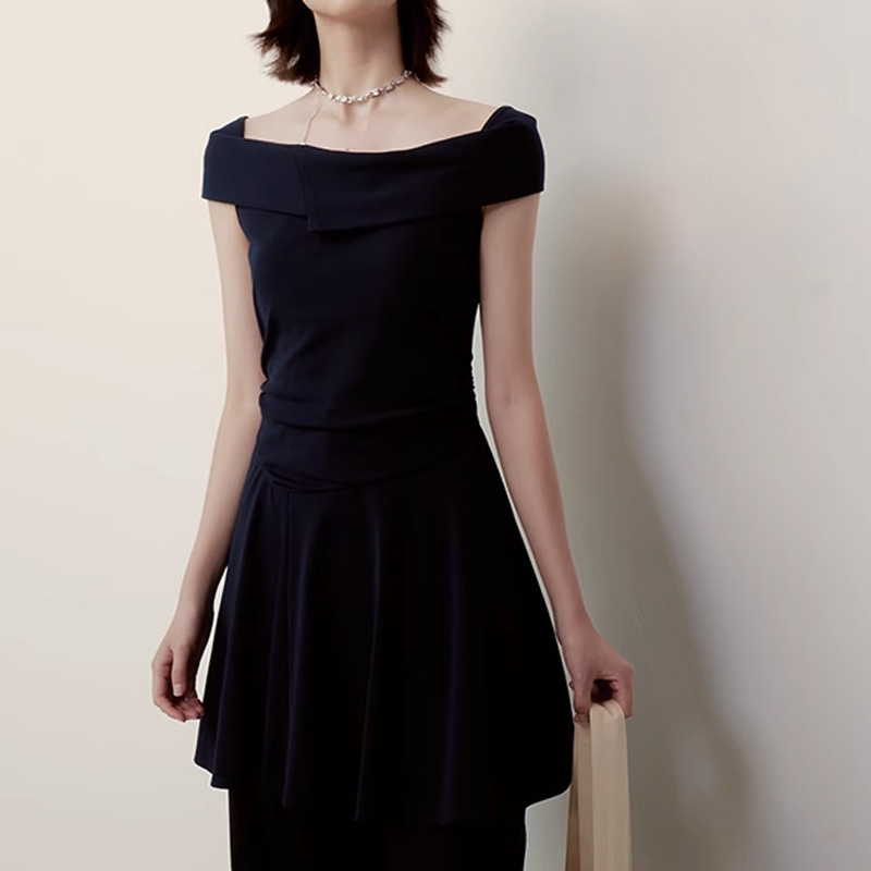 KO2003 Women's Retro Red Square Neck Suspender Dress Temperament Waist Dress