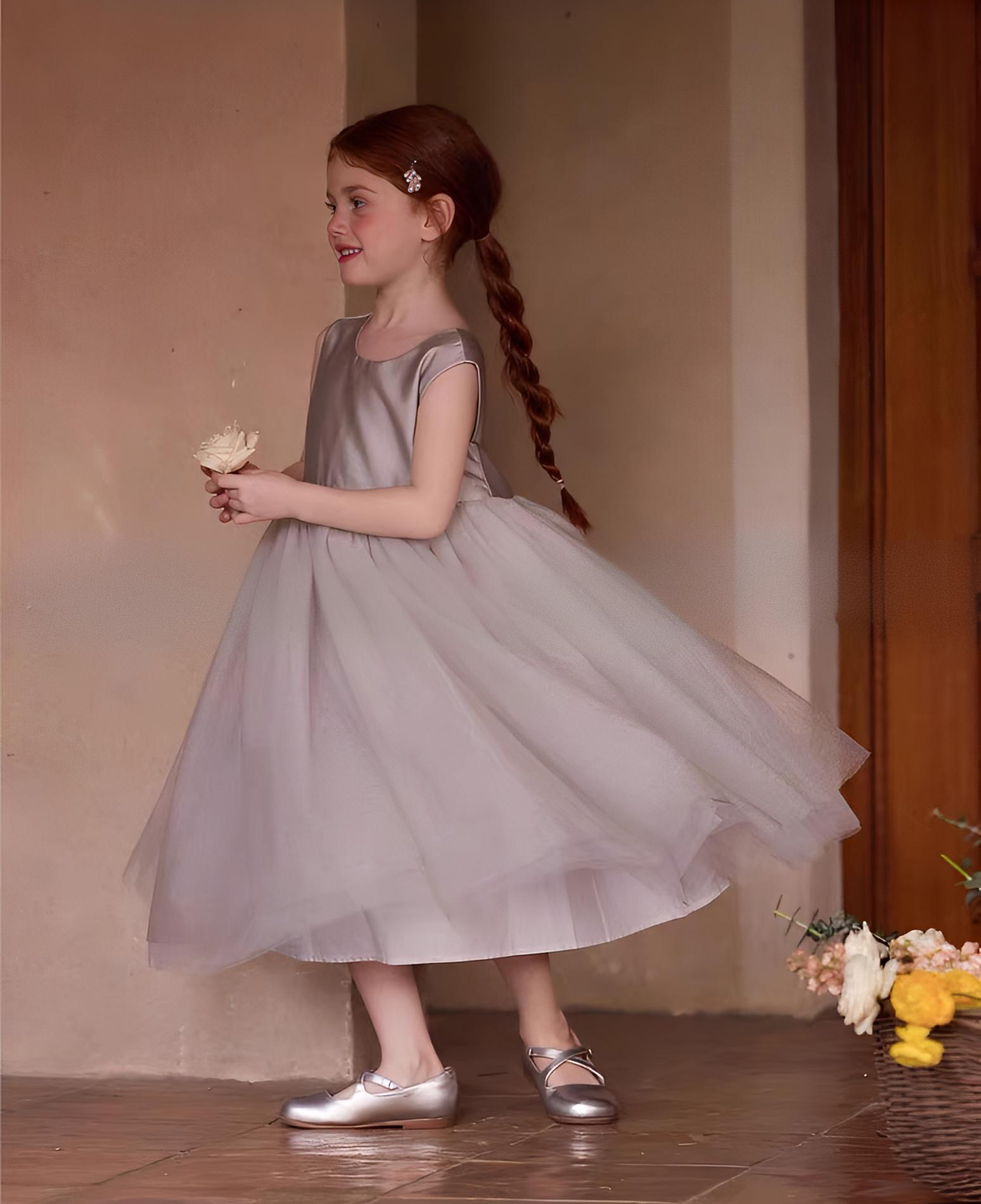 Girls' simple dress casual dress fluffy gauze dress vest princess dress