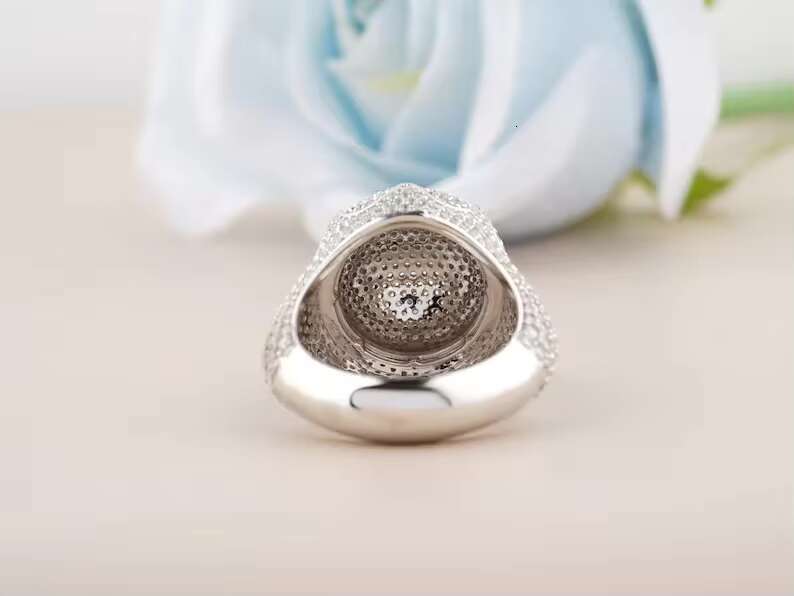 Premium Iced out Moissanite Diamond Hip Hop Ring Custom Name Silver Ring with Real Moissanite Gemstone