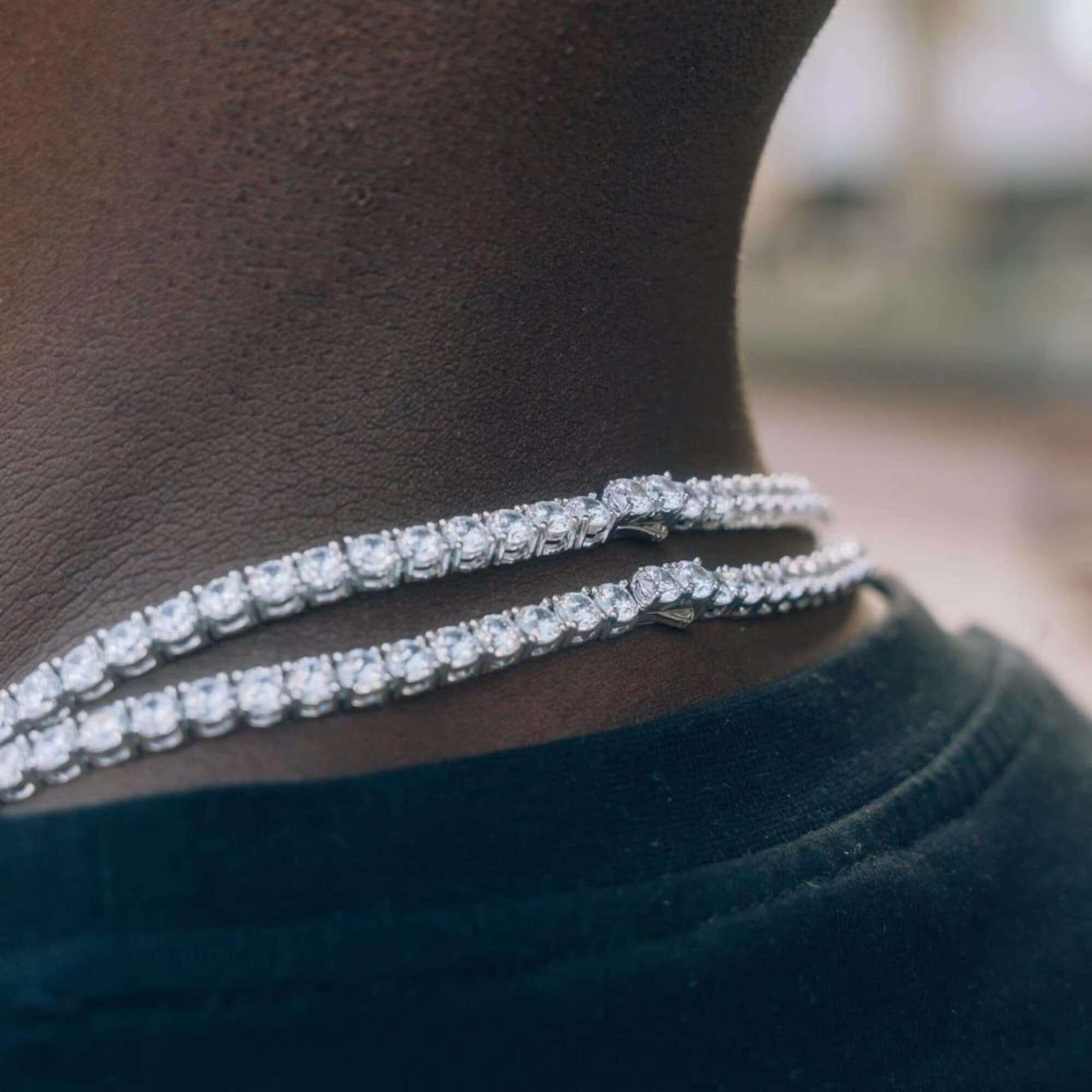 Certified Moissanite Jewelry 925 Sterling Silver Round Cut Diamond Tennis Necklace Hot Sale Real White Gold Plated Tennis Chain