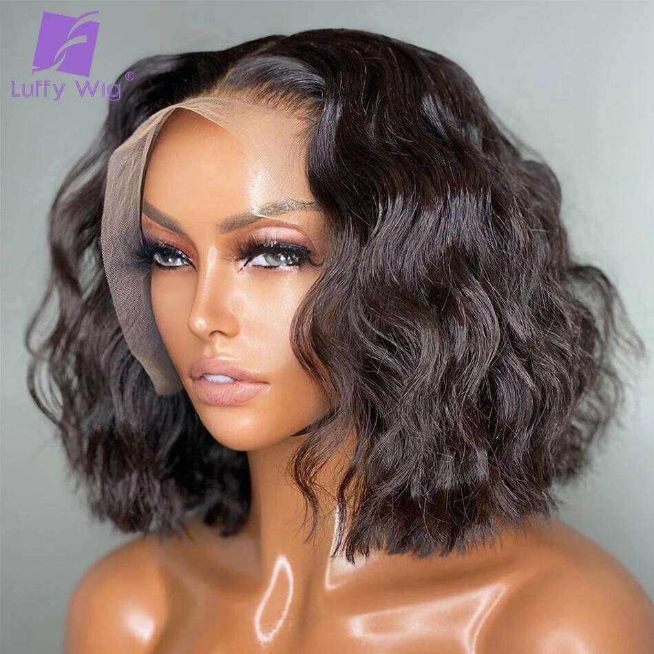 Short Bob 5x5 PU Silk Base Closure Wig Remy Brazilian 13x6 HD Lace Front Human Hair Wigs Pre Plucked For Black Women Luffy