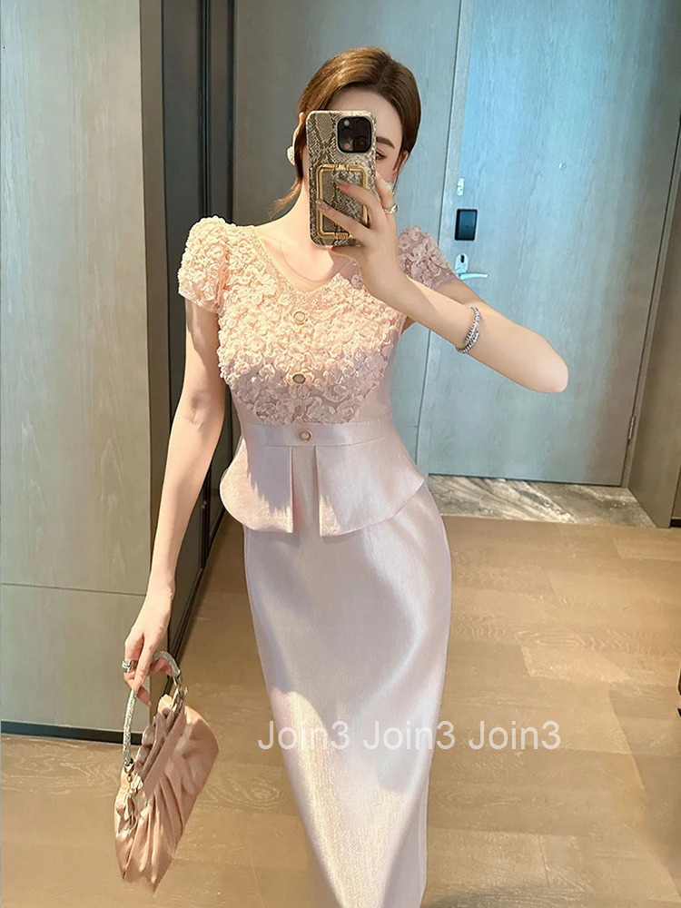 Elegant Luxury Summer Fashion Business Evening Dress Women Clothing Formal Occasion Sweet V-Neck Slim Party Prom Vestidos Fiesta