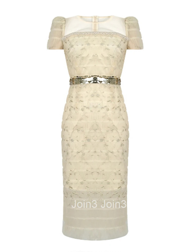 Women Clothes Mesh Embroidery Floral Sexy O-Neck Folds Skinny Evening Dress Elegant Luxury Fashion Party Prom Vestido Casual New