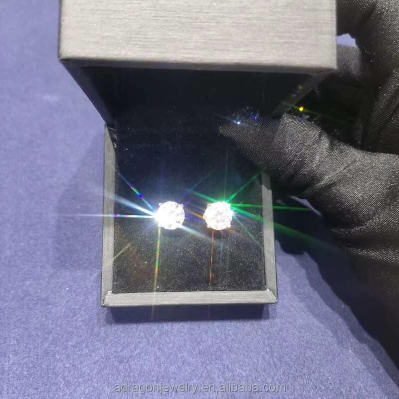 High Quality 925 Sterling Silver Earrings 9mm 10mm 3ct 4 Ct D Color VVS Moissanite Stud Earrings for Men and Women