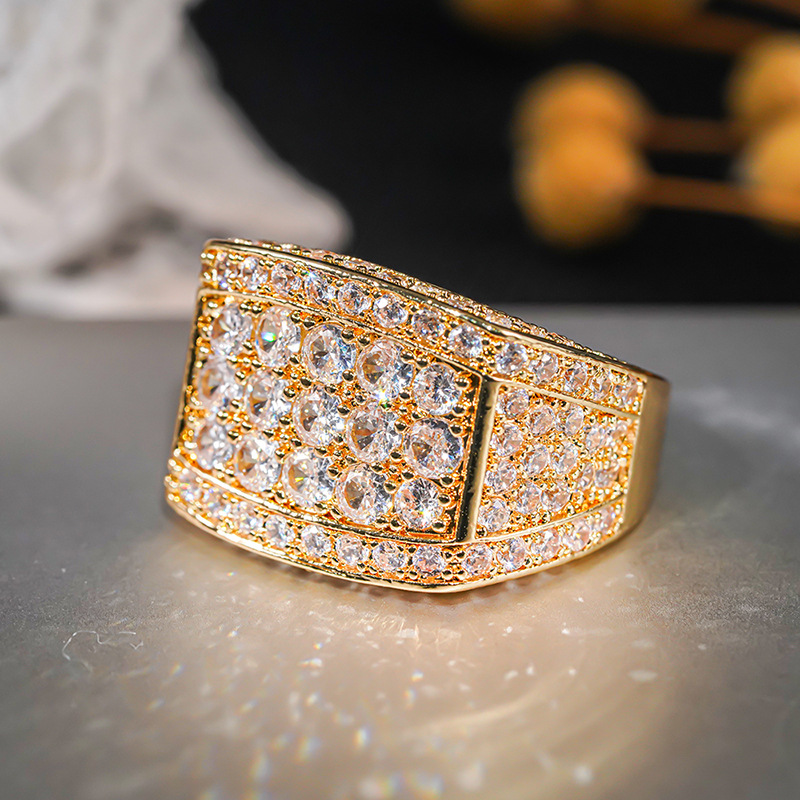 Choucong Handmade Geometric Exaggeration Punk Stunning Luxury Jewelry 18K Gold Fill Full Round 5A Zircon CZ Diamond Party Women Square Wedding Band Ri