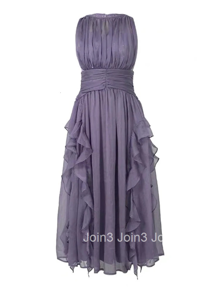 Fashion Elegant Chiffon Vacation Evening Dress Women Clothes Sleeveless Corset Ruffle Long Maxi A-Line Robe Party Prom Vestidos