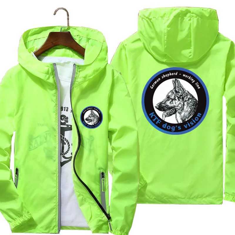 German Shepherd Dog Mens Bomber Jacket Thin Sunscreen Windbreaker Ultra Light Hood Cycling Coat T-shirt Pilot Oversized W250623