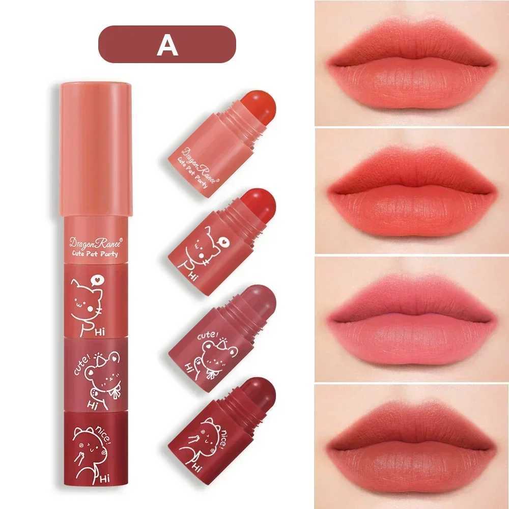 4 in 1 Cute Matte Lipstick Crayon Kit Combo Purple Lip Tint Velvet Sexy Moisturizing Lipstick Pen Waterproof Lasting Lip Makeup XJ250623