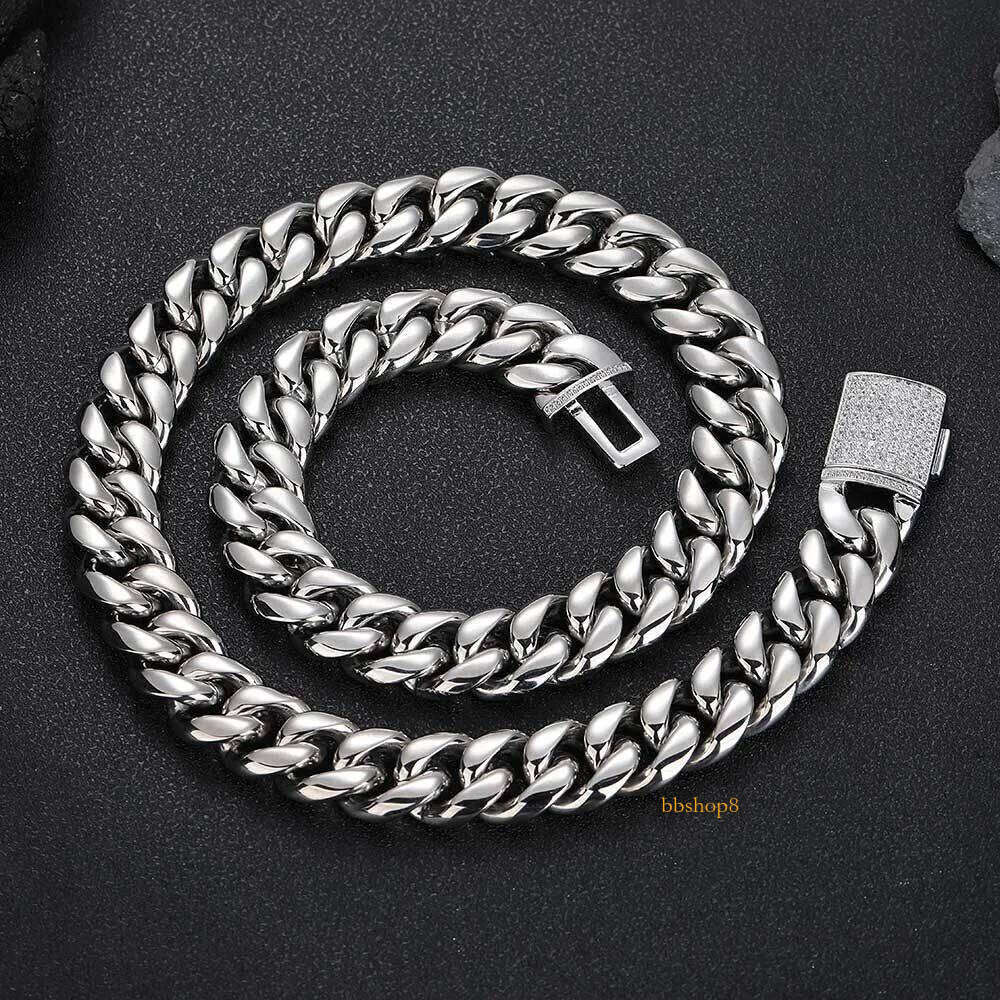 18mm Hip Hop 316L Stainless Steel Miami Cuban Chain Real Plated High Polished Mens Necklace Gold Flap buckle Jewelry Set