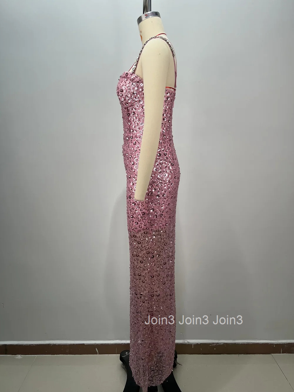 Newest Pink Strapless Sling Dress Fashion Banquet Gown Diamonds Sequins Sexy Backless Women Elegant Celebrity Wear 72h SHipment