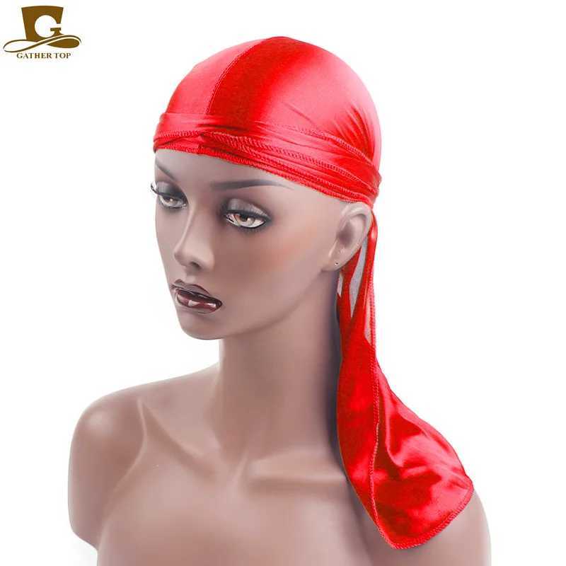 Mens Silky Durags Bandanas Turban hat Wigs Doo Men Satin Durag Biker Headwear Headband Hair Accessories Extra Long Tail Du-Rag M250623