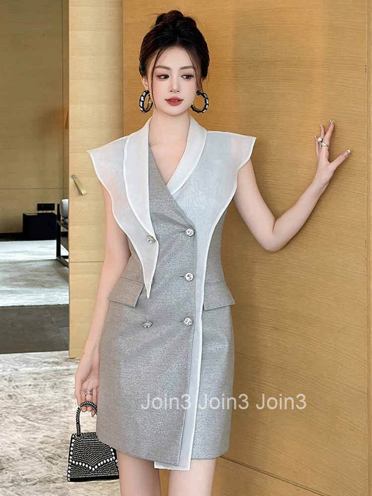 New Summer Fashion Formal Occasion Asymmetrical Dress Women Clothes Commute Elegant Lady Sleeveless Slim Pencil Short Vestidos