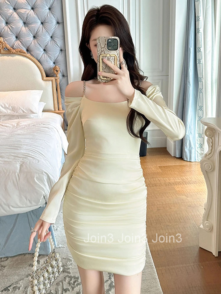 Women Clothes Satin Solid Sexy Strap Off-Shoulder Slim Mini Short Dress Elegant Evening Party Prom Vestidos Casual Fashion New