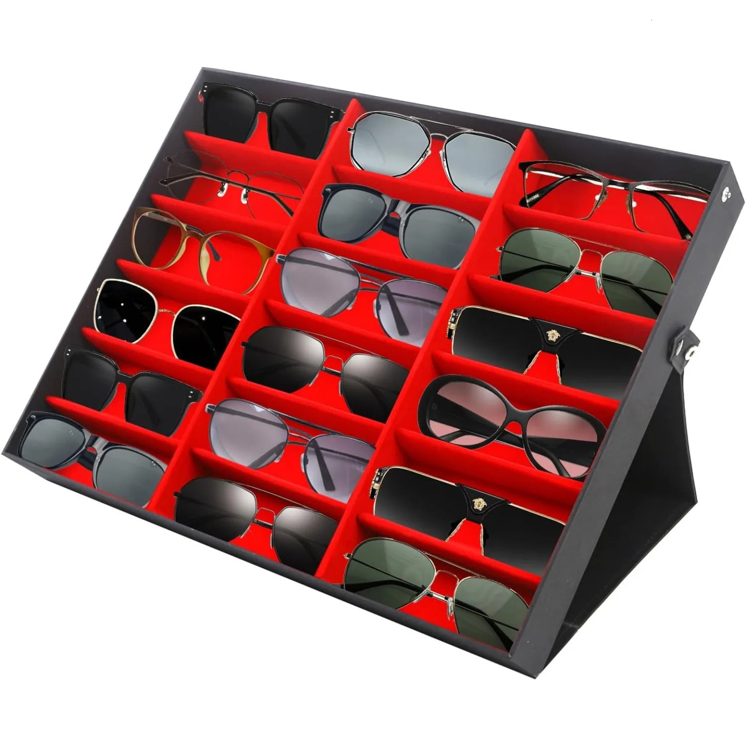 Eyeglasses Sunglasses Display Stand Holder Rack Case Eyeglass Box Sunglass for Multiple Glasses 18Pairs 250610