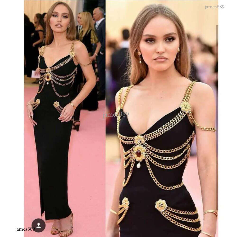 Womens Fashion chain decoration hip hugging slimming dress bandage dress long skirt