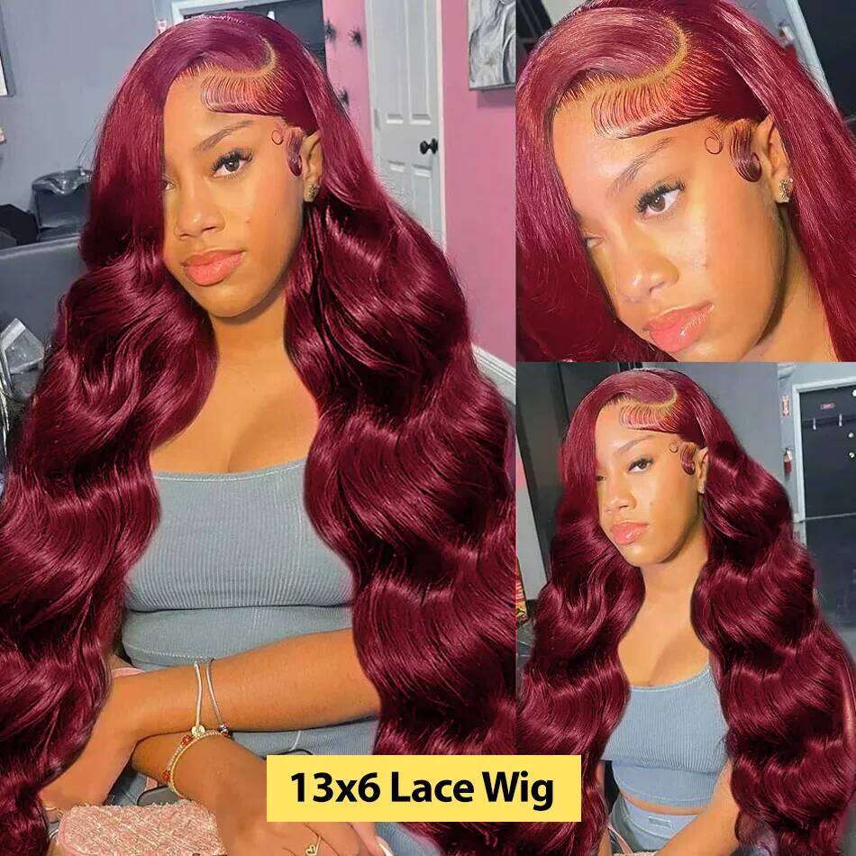 30 40 Inch 13x4 99j Bury Body Wave Front Human Hair 13x6 Hd Transparent Lace Frontal Wig Brazilian For Black Women