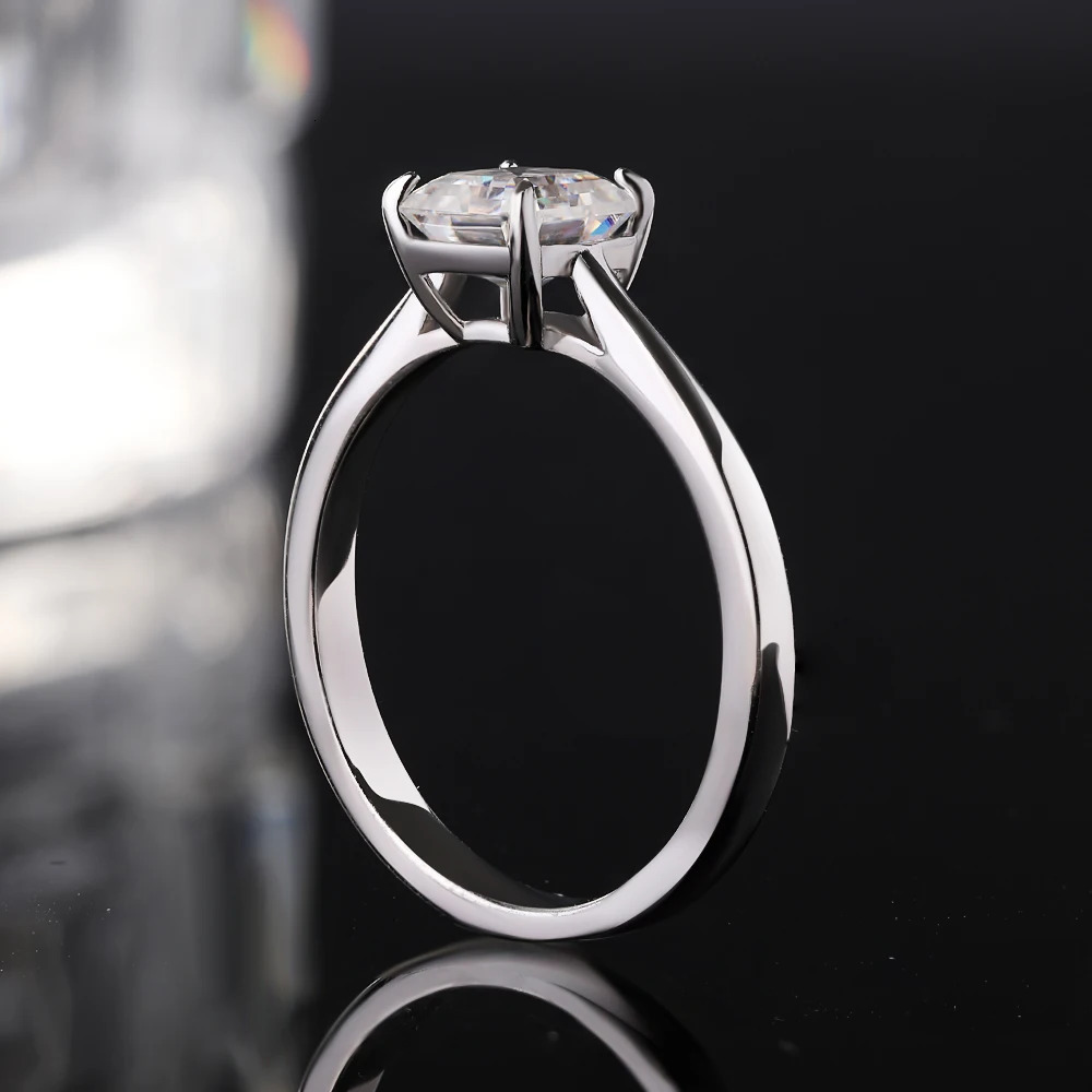 1CT Real Rings For Women 925 Sterling Silver Asscher Cut iamond Engagement Wedding Band Fine Jewelry Gift GRA 250617