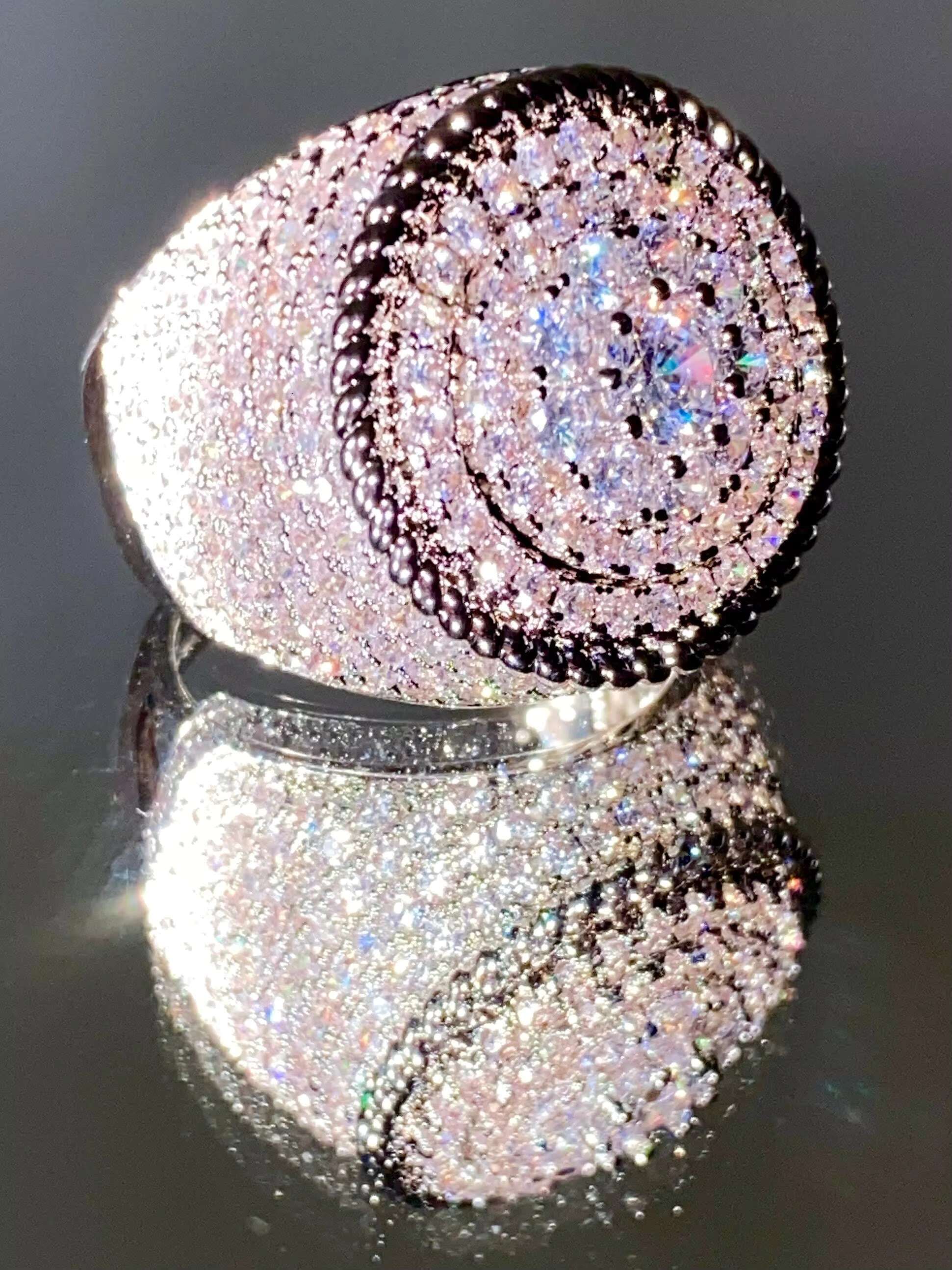 Mens Real Solid 925 Sterling Silver Iced White Moissanite Diamond Engagement Wedding Birthday Party Daily Wear Ring