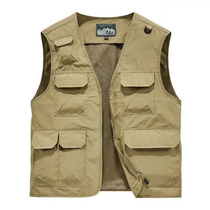 Spring and Summer Mens Casual Vest Lightweight Breathable Multi Pocket Workwear Sleeveless Jacket Outdoor Fishing Camping Vest 250617