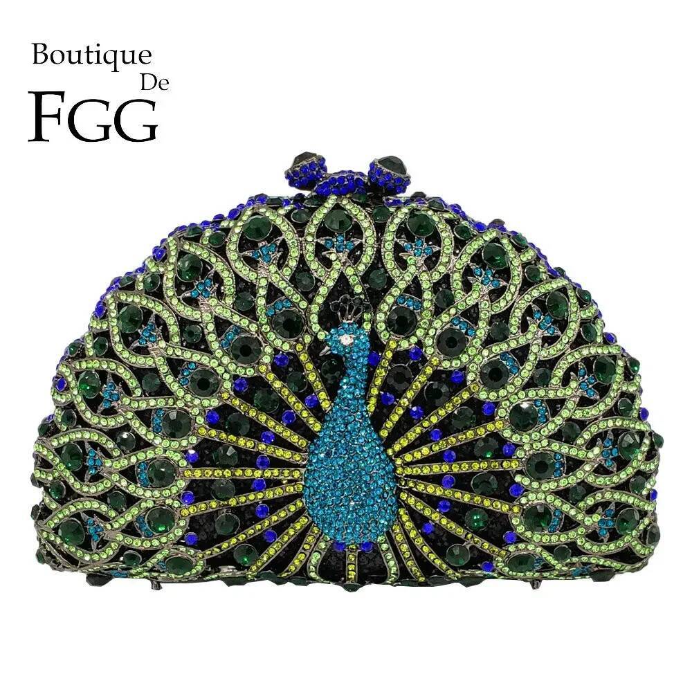 designer bag Boutique De FGG (in stock) Crystal Women Pea Clutch Evening Bag Party Minaudiere Handbag Wedding Bridal Dia Purse