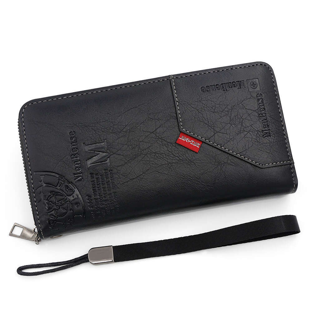 PU Leather Long Men's Style Zipper Clutch Multi-Card Slot Large Capacity Phone Bag Wallet