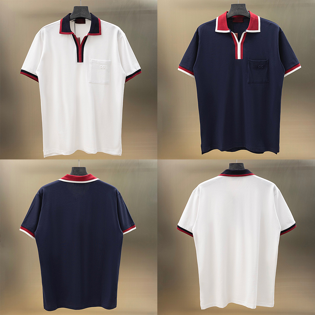 High quality 1:1 designer men's t-shirt, stripe tees, short sleeved t-shirt polo tee, Embroidered letters clothing t-shirts, black and white men's polo Multiple colors US size