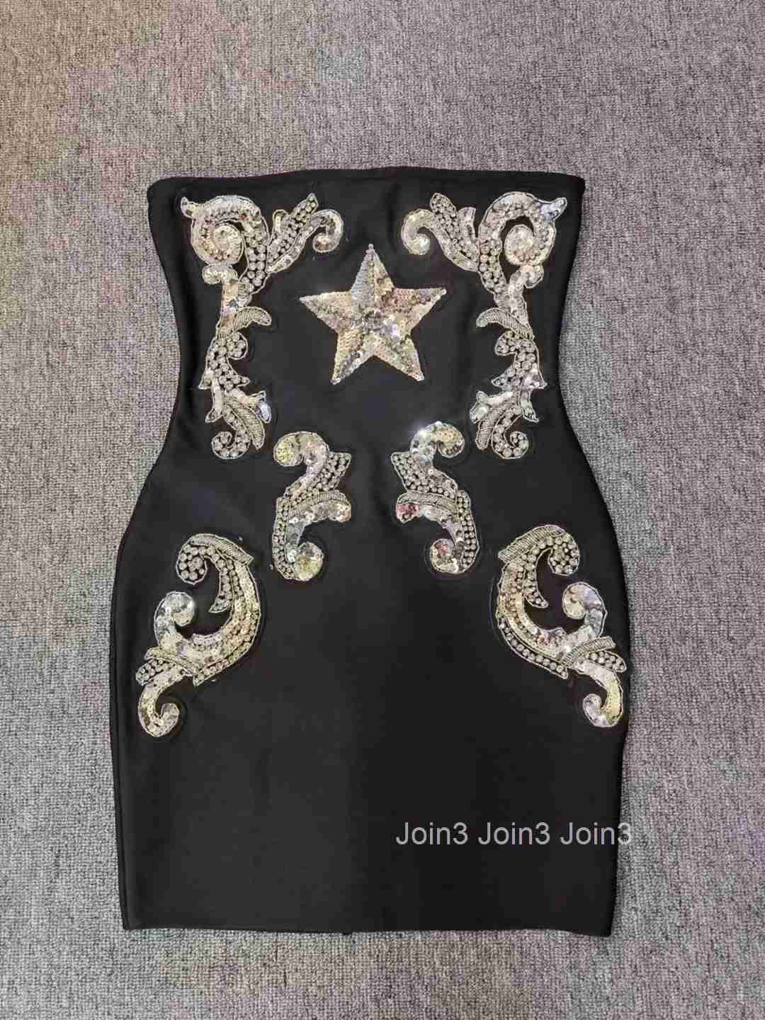 Summer New Bandage Dress For Women Fashion Star Shaped Sequins Hotsweet Sundress Birthday Party Vestidos Chic Sleeveless Skirt