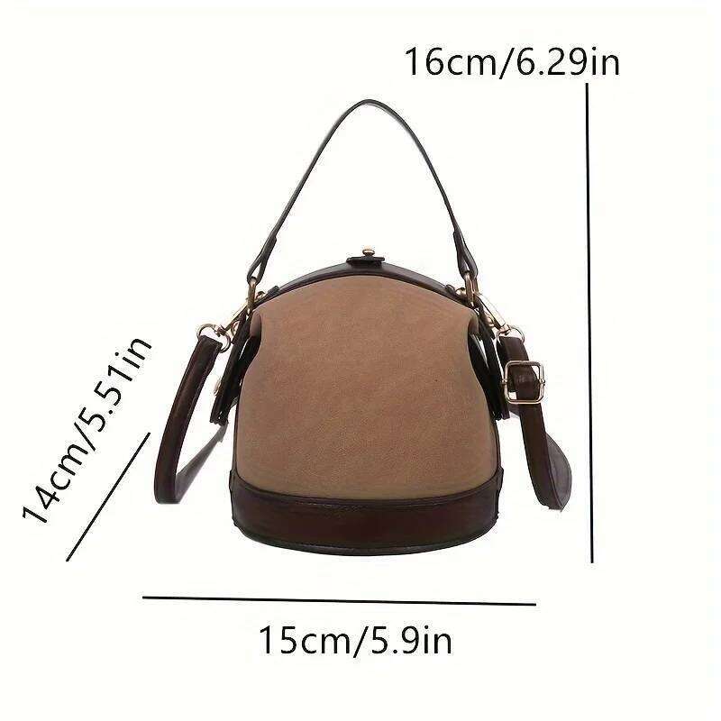 Popular Choice Fashion Women's Two Tone Brown Beige Bucket Bag Perfect For Travel And Everyday Use A Must-Have Tote Bag