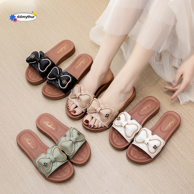 2024 New Style Sandals for Women, Non-Slip Casual Flat Slippers, Summer Outdoor Beach Shoes, Fashionable One-Strap Slides ddmythur
