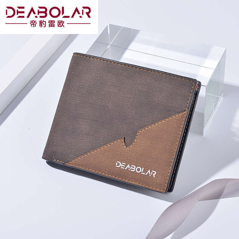 New Korean Style Fashion Men's Short Personality Patchwork Leather Wallet Coin Purse