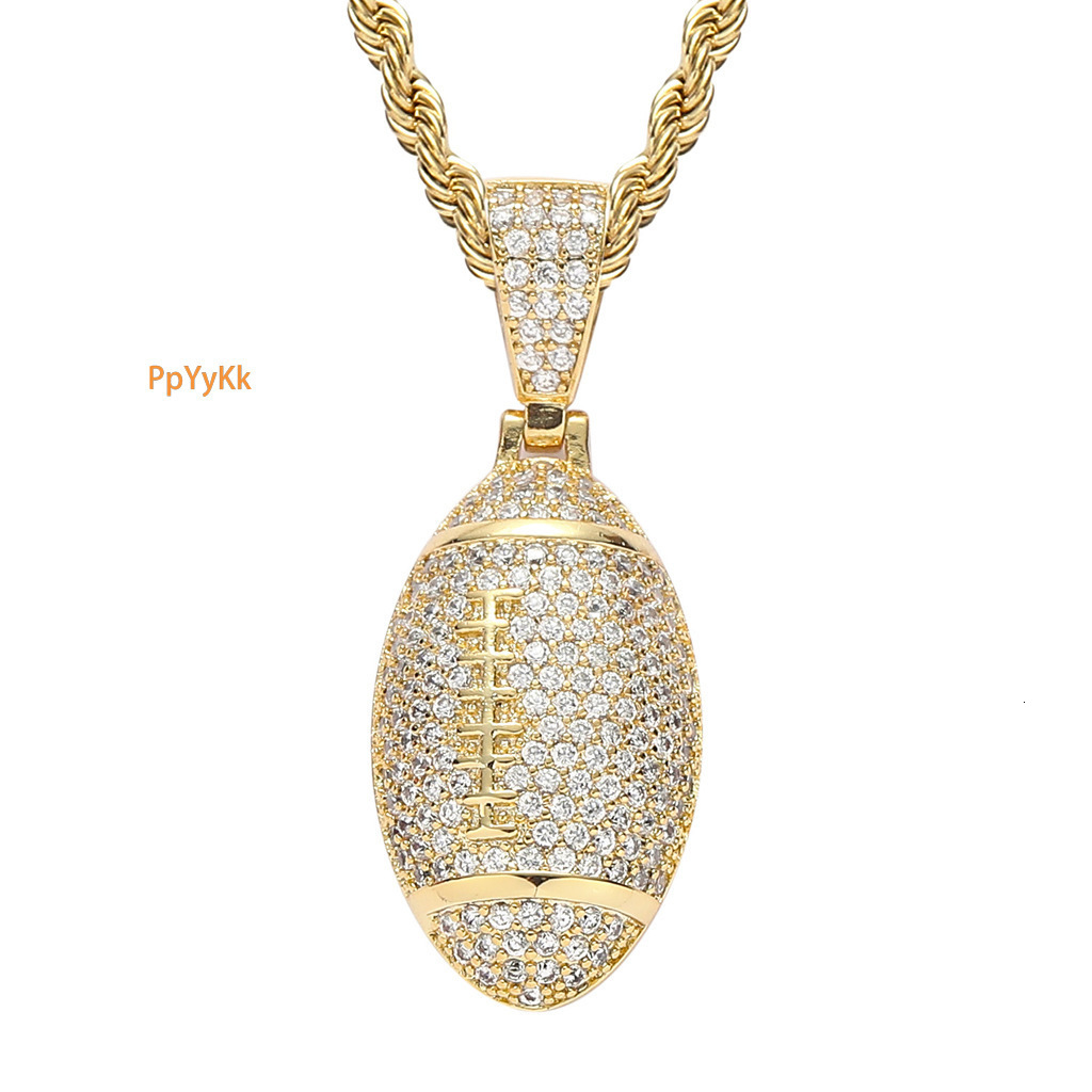 New Style Luxury Moissanite Hip Hop Iced Out Football Pendant Necklace for Trendy Sports - lovers Pass the diamond tester